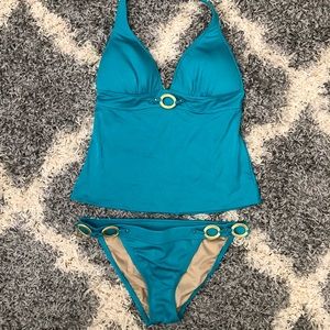 Victoria’s Secret bikini with gold metal accents